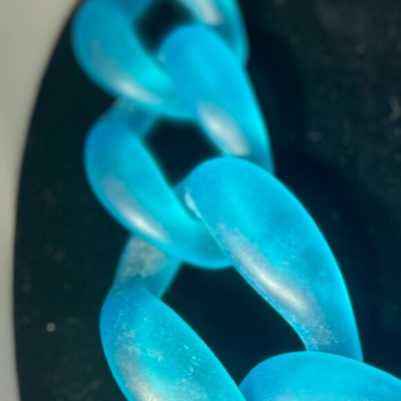 Bocar Statement Chunky Fashion Acrylic Beads Choker Cube Link Chain Necklace - Picture 4 of 4